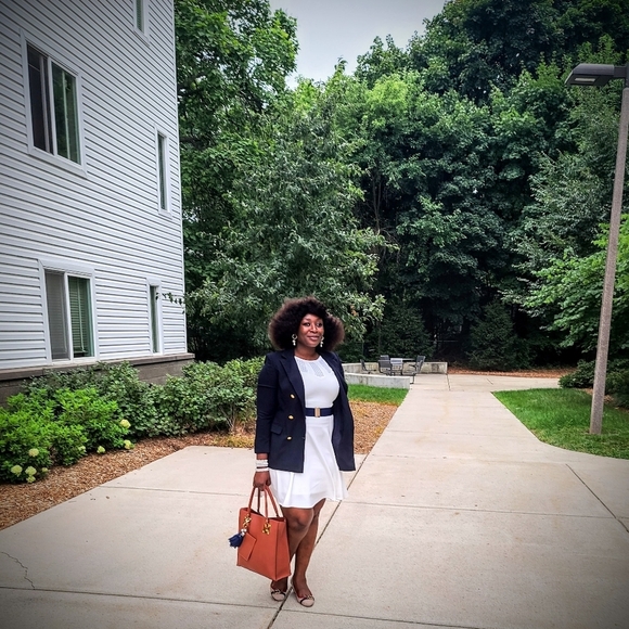 Liz Claiborne tailored jacket.double breasted.navy Blue. fits 12-16 - Picture 4 of 5